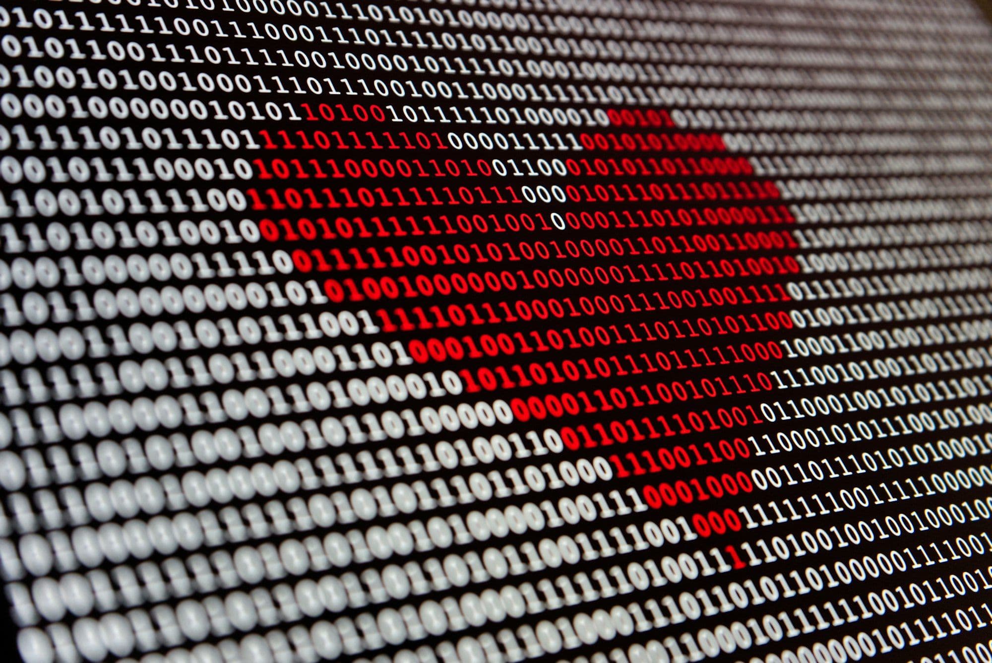 Heart made encoded in binary